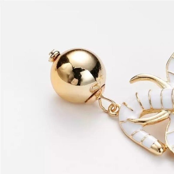 Golden Elephant earrings white dangle drop animal boho bohemian - Picture 3 of 6